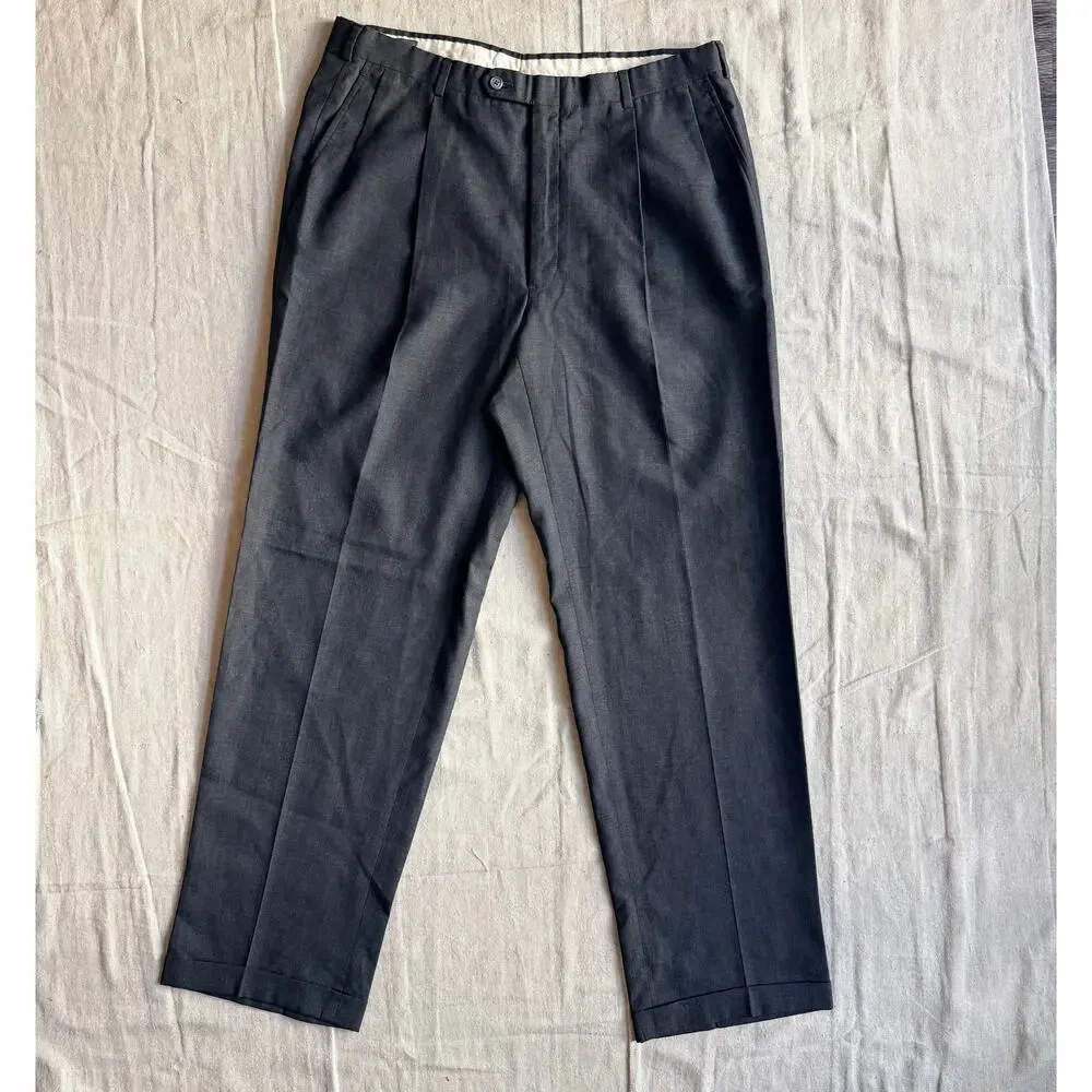 Vintage Christian Dior Monsieur Pants Men's 34X32 Pleated Gray Tailored in USA